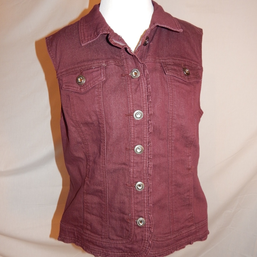 Burgundy Denim Vest
